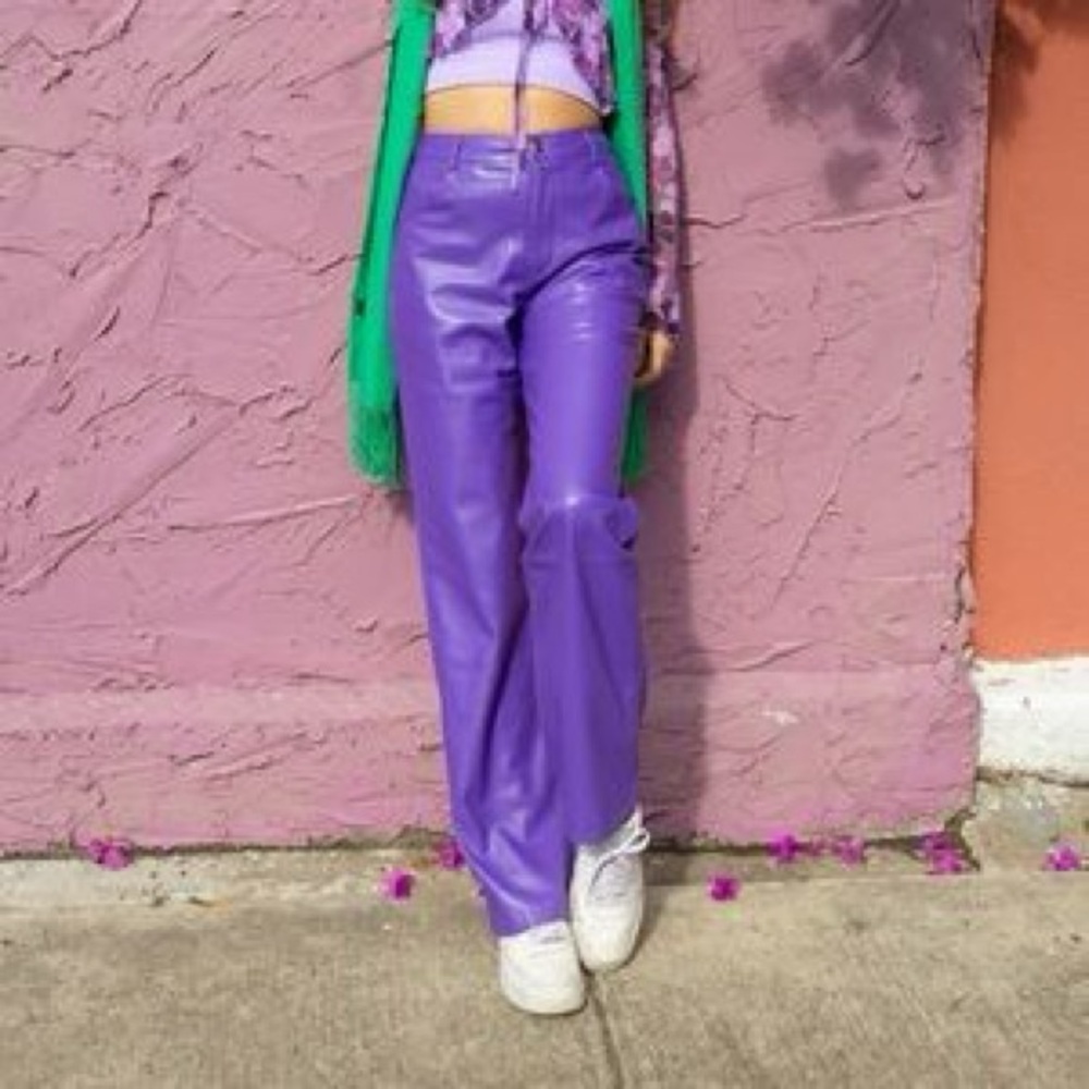 H&M Vibrant Purple Women's Faux Leather Pants